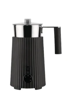 Alessi Plissé Elektrische Melkopschuimer 350 Ml Rvs Zwart