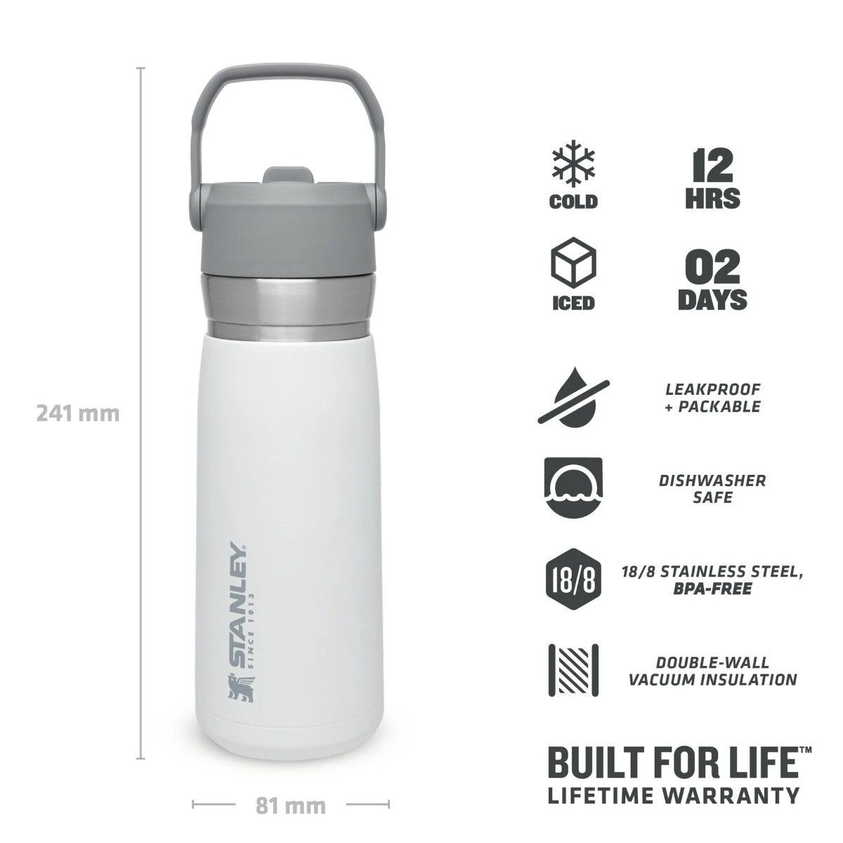 Stanley The IceFlow Flip Straw Water Bottle 650 Ml Polar 2 Stanley The IceFlow Flip Straw Water Bottle 650 Ml Polar - Image 2